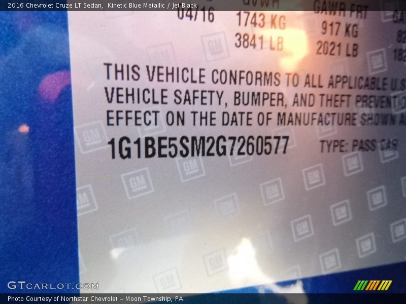 Kinetic Blue Metallic / Jet Black 2016 Chevrolet Cruze LT Sedan