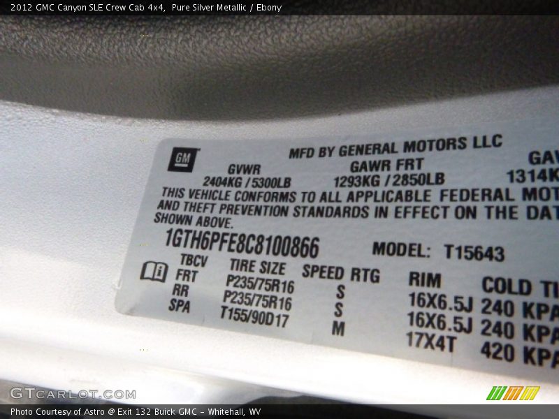 Pure Silver Metallic / Ebony 2012 GMC Canyon SLE Crew Cab 4x4