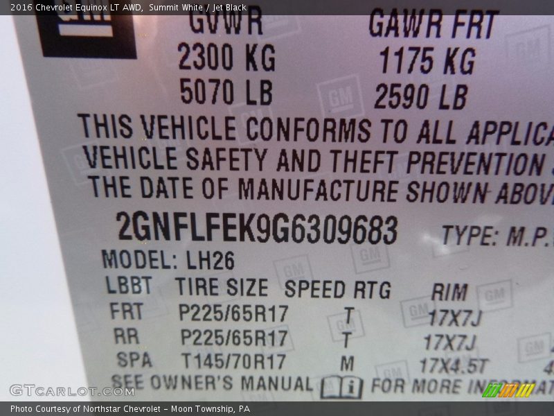 Summit White / Jet Black 2016 Chevrolet Equinox LT AWD