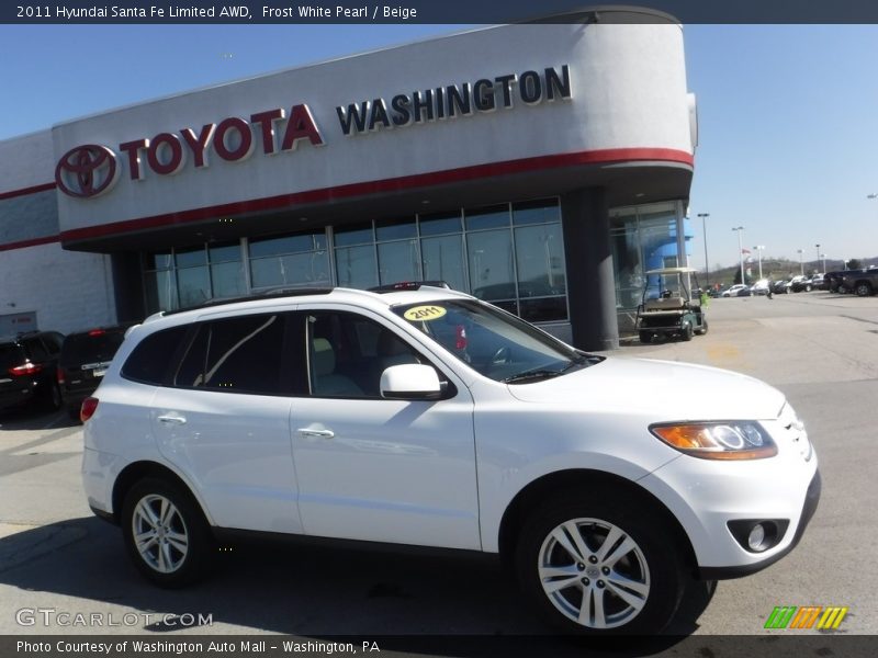 Frost White Pearl / Beige 2011 Hyundai Santa Fe Limited AWD
