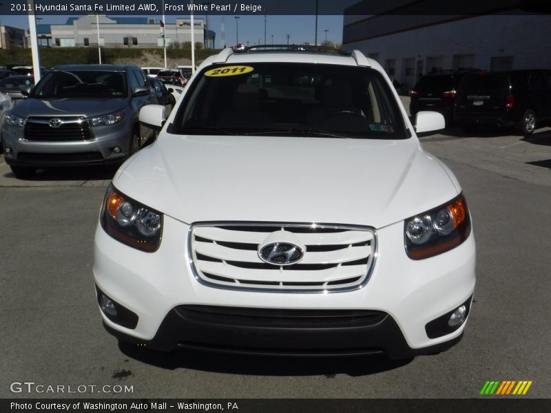 Frost White Pearl / Beige 2011 Hyundai Santa Fe Limited AWD