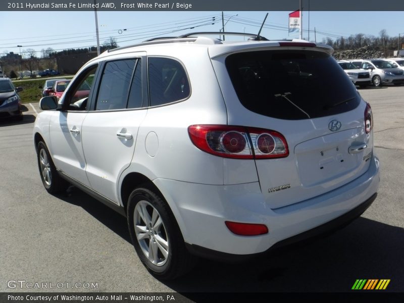 Frost White Pearl / Beige 2011 Hyundai Santa Fe Limited AWD