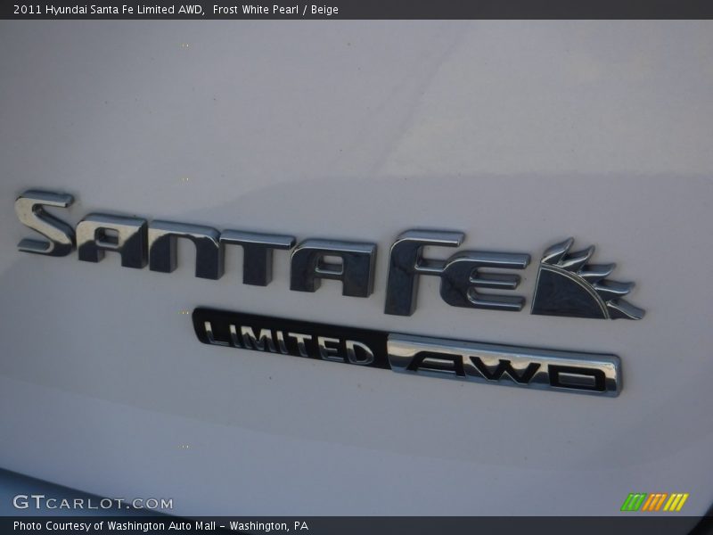 Frost White Pearl / Beige 2011 Hyundai Santa Fe Limited AWD
