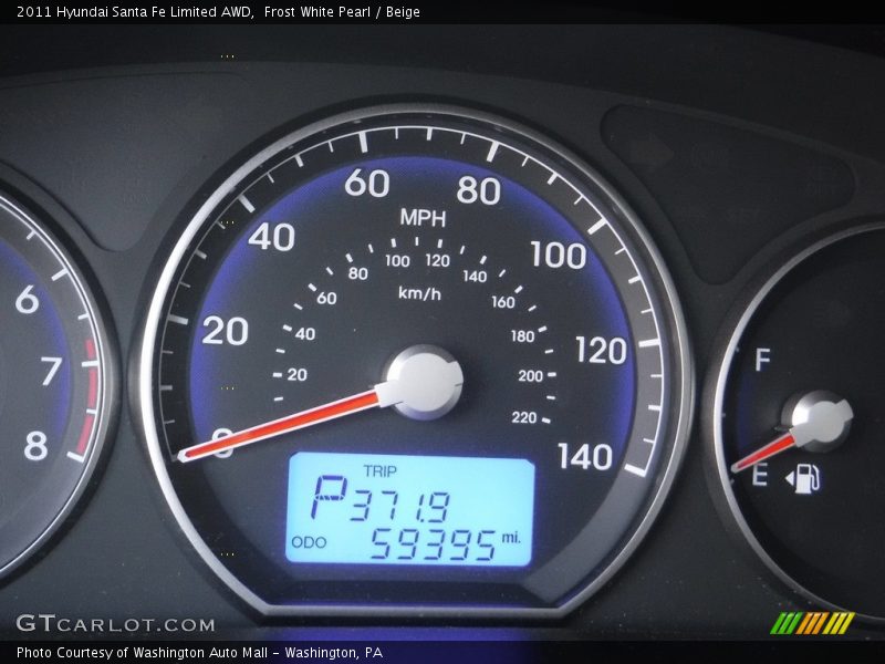 Frost White Pearl / Beige 2011 Hyundai Santa Fe Limited AWD