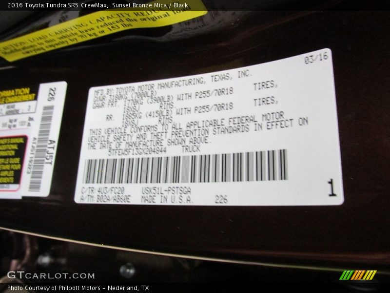 Sunset Bronze Mica / Black 2016 Toyota Tundra SR5 CrewMax