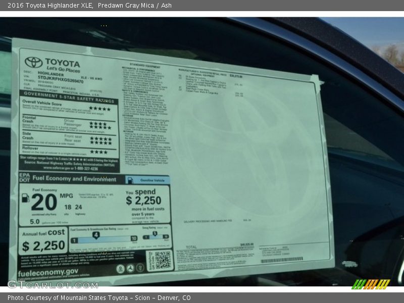 Predawn Gray Mica / Ash 2016 Toyota Highlander XLE