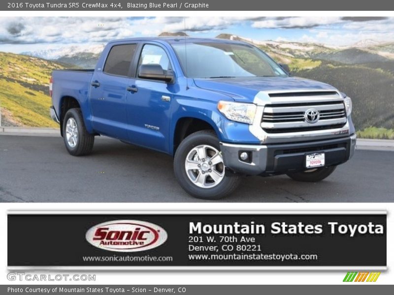 Blazing Blue Pearl / Graphite 2016 Toyota Tundra SR5 CrewMax 4x4