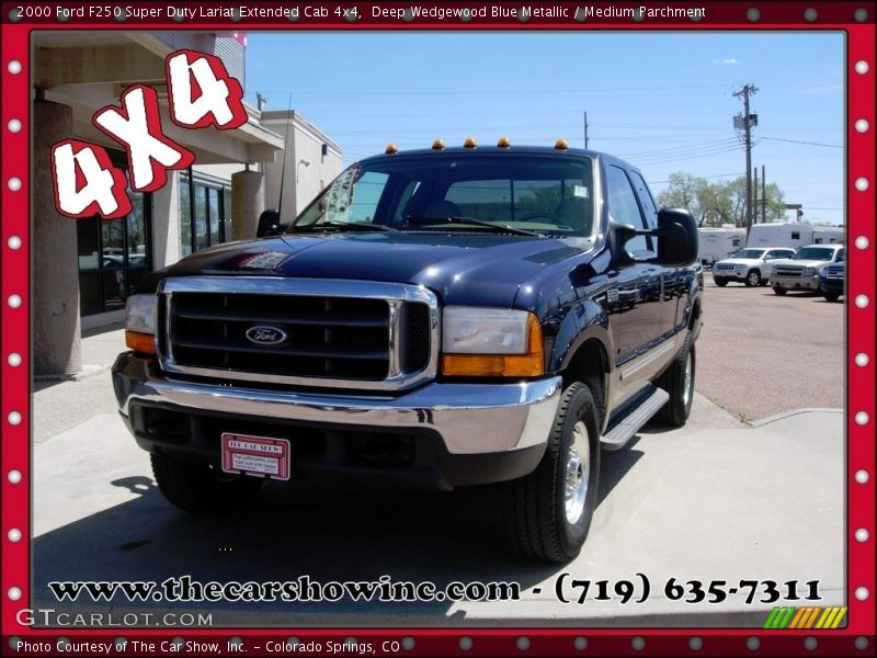 Deep Wedgewood Blue Metallic / Medium Parchment 2000 Ford F250 Super Duty Lariat Extended Cab 4x4
