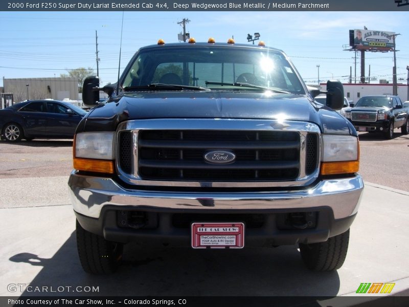 Deep Wedgewood Blue Metallic / Medium Parchment 2000 Ford F250 Super Duty Lariat Extended Cab 4x4