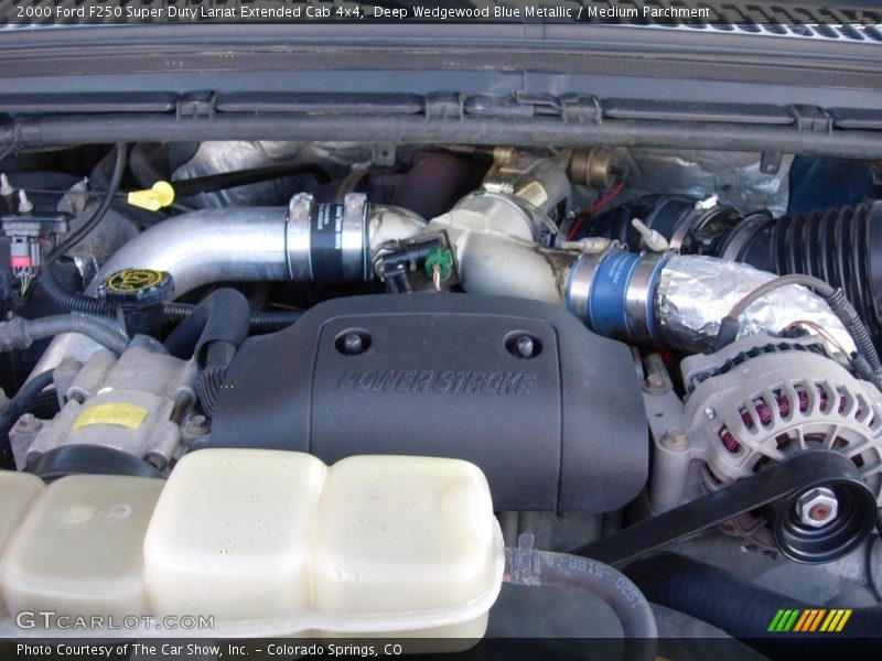 Deep Wedgewood Blue Metallic / Medium Parchment 2000 Ford F250 Super Duty Lariat Extended Cab 4x4