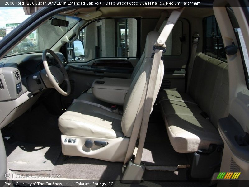 Deep Wedgewood Blue Metallic / Medium Parchment 2000 Ford F250 Super Duty Lariat Extended Cab 4x4