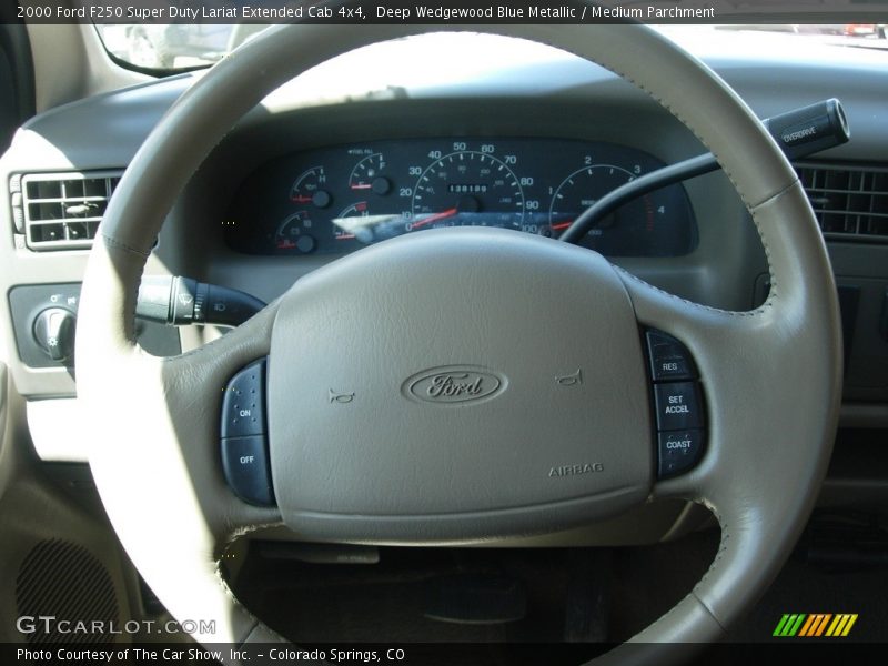 Deep Wedgewood Blue Metallic / Medium Parchment 2000 Ford F250 Super Duty Lariat Extended Cab 4x4