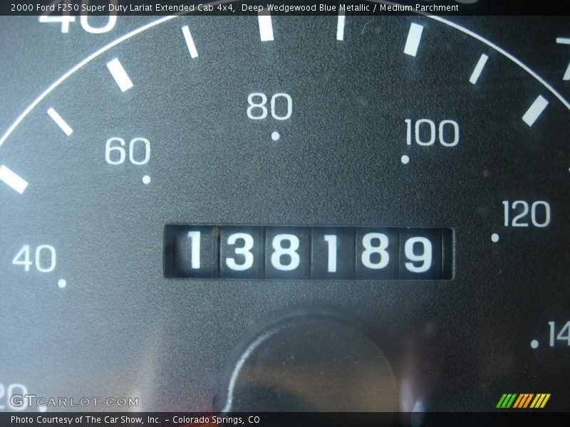 Deep Wedgewood Blue Metallic / Medium Parchment 2000 Ford F250 Super Duty Lariat Extended Cab 4x4