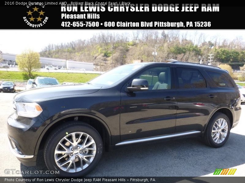 Brilliant Black Crystal Pearl / Black 2016 Dodge Durango Limited AWD