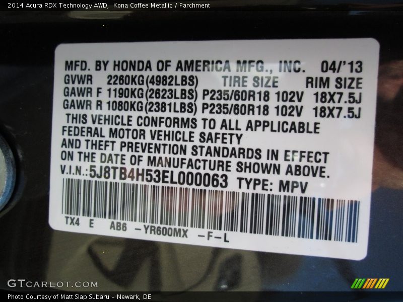 Kona Coffee Metallic / Parchment 2014 Acura RDX Technology AWD