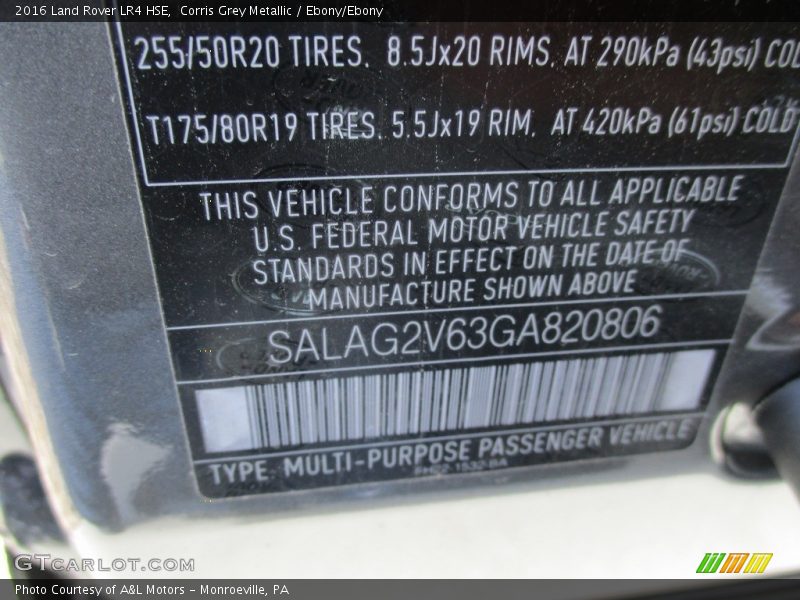 Corris Grey Metallic / Ebony/Ebony 2016 Land Rover LR4 HSE