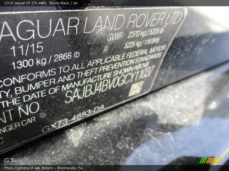 Ebony Black / Jet 2016 Jaguar XF 35t AWD