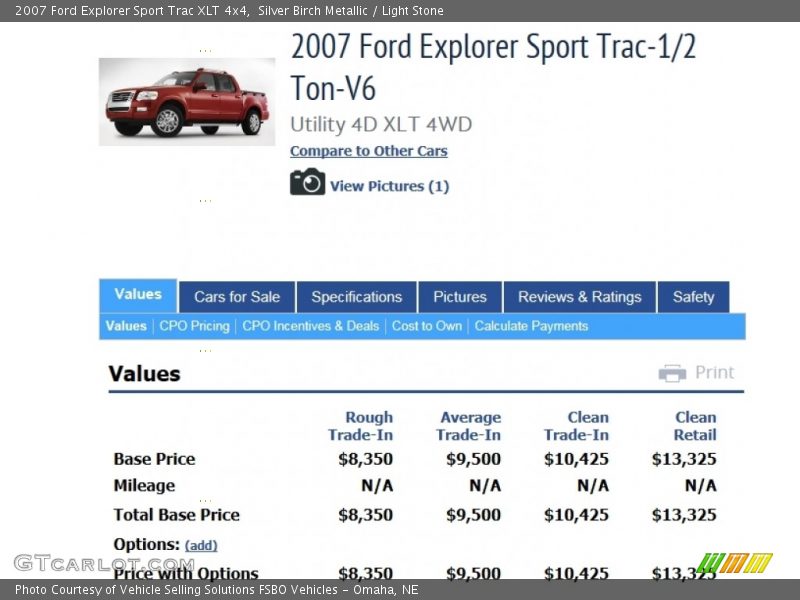 Silver Birch Metallic / Light Stone 2007 Ford Explorer Sport Trac XLT 4x4
