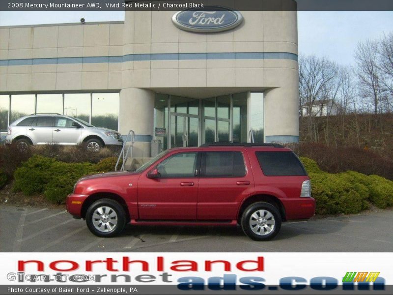Vivid Red Metallic / Charcoal Black 2008 Mercury Mountaineer AWD
