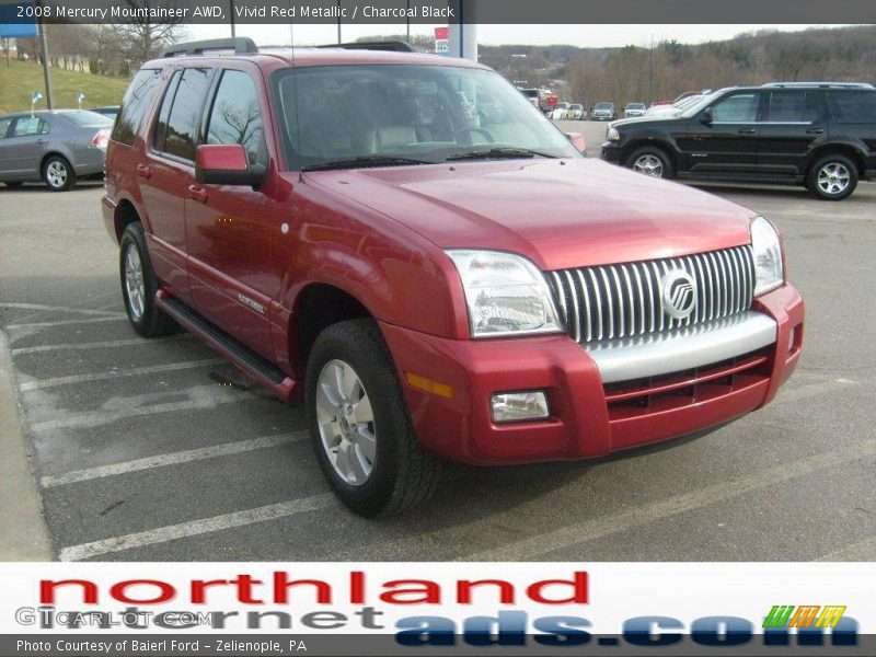 Vivid Red Metallic / Charcoal Black 2008 Mercury Mountaineer AWD