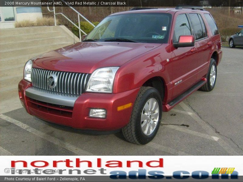Vivid Red Metallic / Charcoal Black 2008 Mercury Mountaineer AWD
