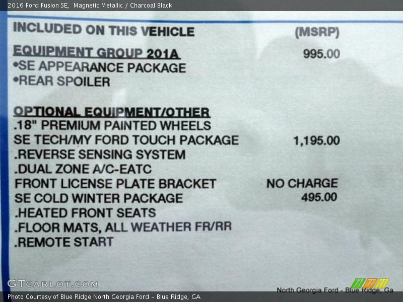 Magnetic Metallic / Charcoal Black 2016 Ford Fusion SE