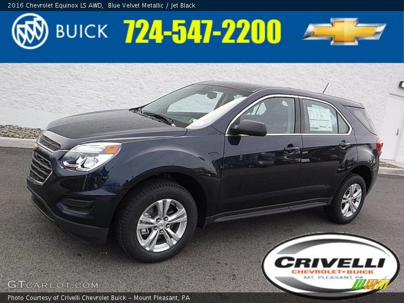 Blue Velvet Metallic / Jet Black 2016 Chevrolet Equinox LS AWD