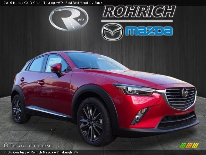 Soul Red Metallic / Black 2016 Mazda CX-3 Grand Touring AWD