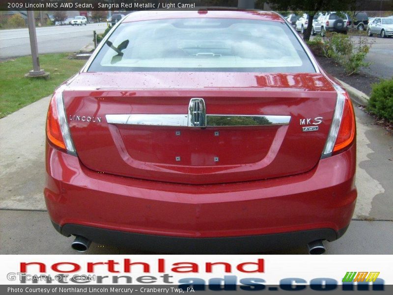 Sangria Red Metallic / Light Camel 2009 Lincoln MKS AWD Sedan