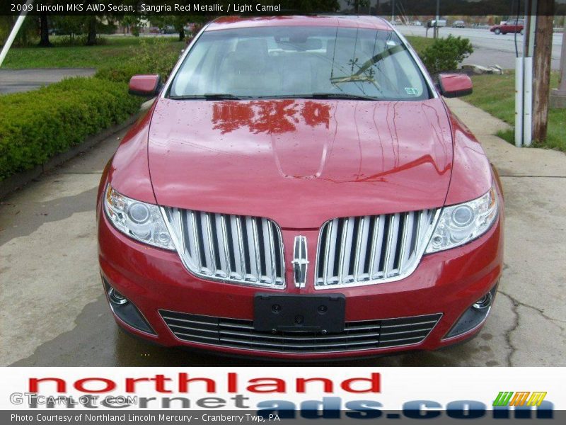 Sangria Red Metallic / Light Camel 2009 Lincoln MKS AWD Sedan