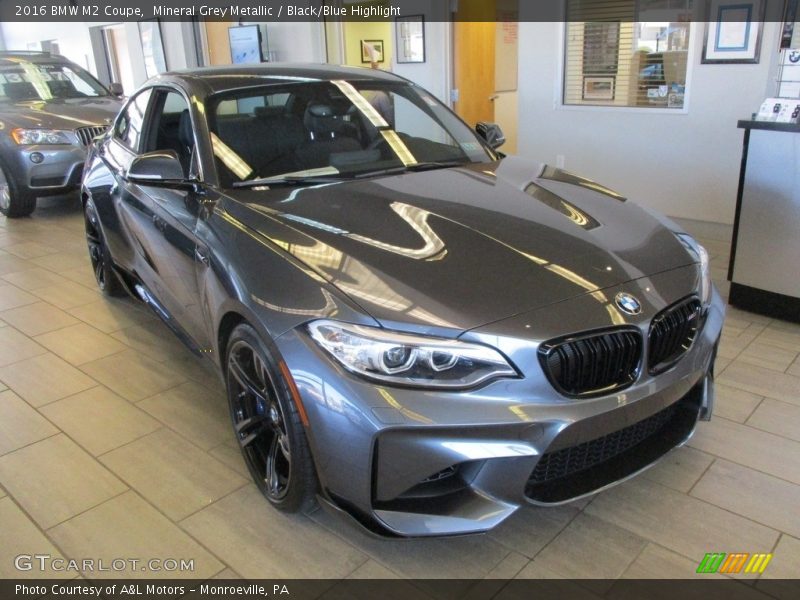 Mineral Grey Metallic / Black/Blue Highlight 2016 BMW M2 Coupe