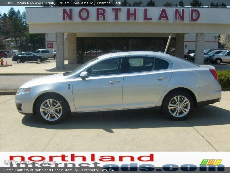 Brilliant Silver Metallic / Charcoal Black 2009 Lincoln MKS AWD Sedan