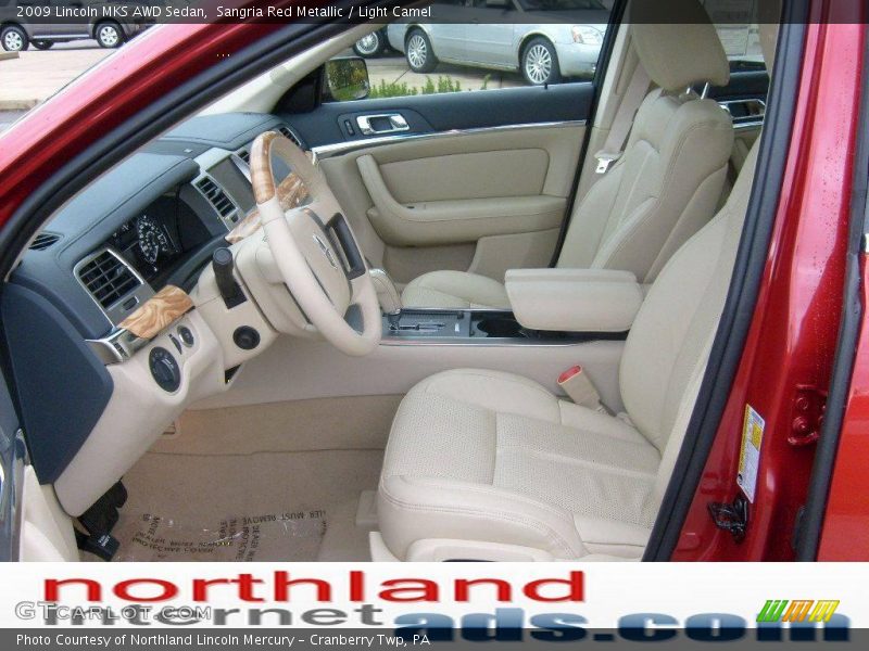 Sangria Red Metallic / Light Camel 2009 Lincoln MKS AWD Sedan