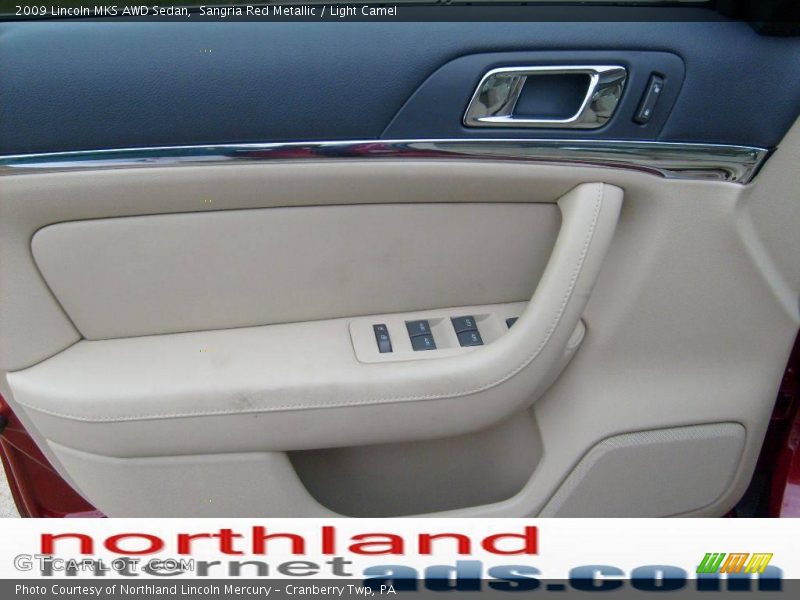 Sangria Red Metallic / Light Camel 2009 Lincoln MKS AWD Sedan