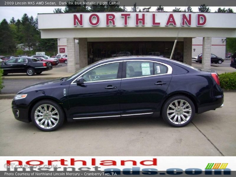 Dark Ink Blue Metallic / Light Camel 2009 Lincoln MKS AWD Sedan