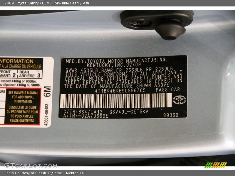 Sky Blue Pearl / Ash 2009 Toyota Camry XLE V6