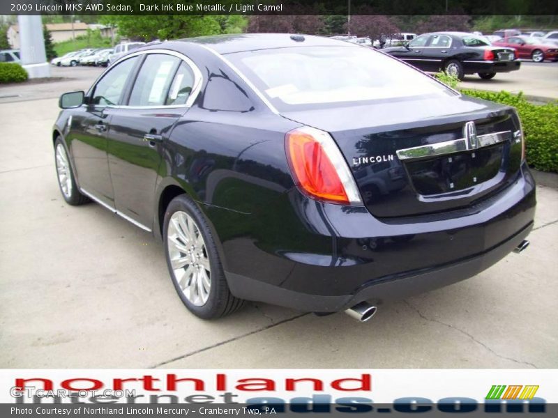 Dark Ink Blue Metallic / Light Camel 2009 Lincoln MKS AWD Sedan