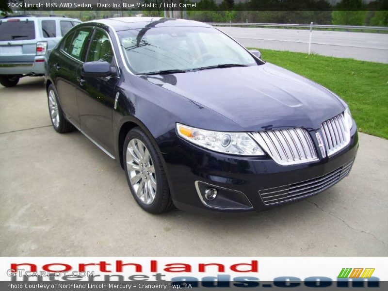 Dark Ink Blue Metallic / Light Camel 2009 Lincoln MKS AWD Sedan