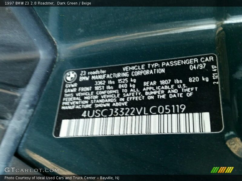 Dark Green / Beige 1997 BMW Z3 2.8 Roadster