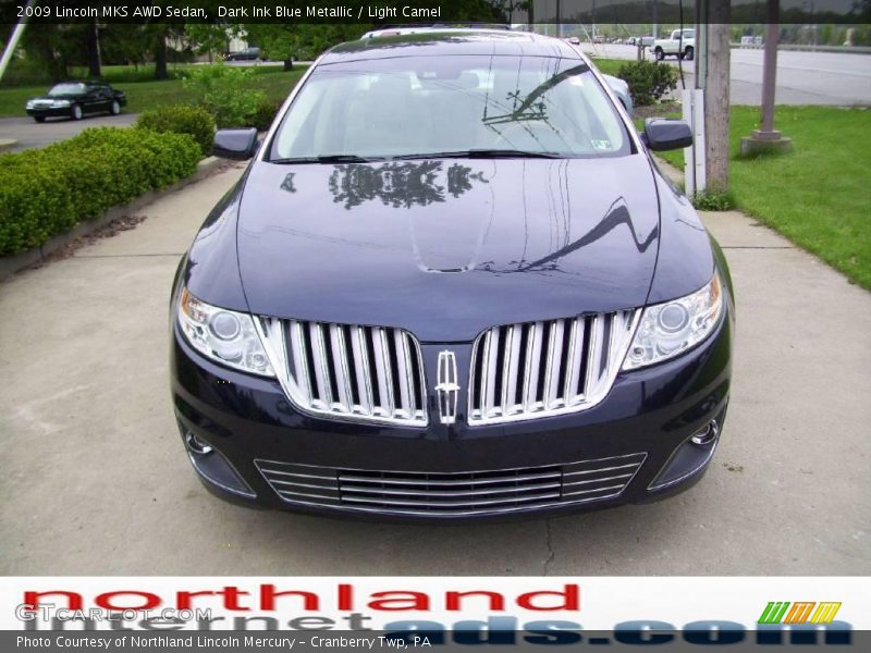 Dark Ink Blue Metallic / Light Camel 2009 Lincoln MKS AWD Sedan