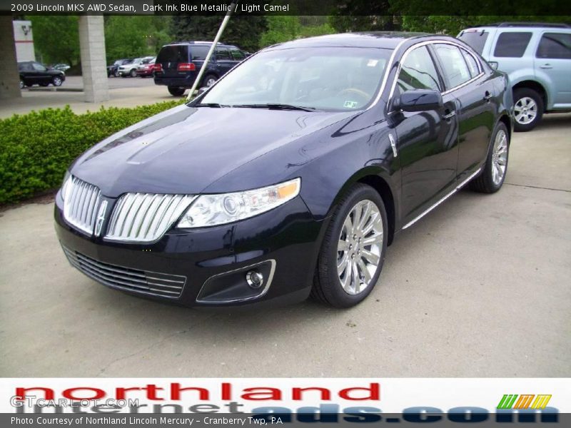 Dark Ink Blue Metallic / Light Camel 2009 Lincoln MKS AWD Sedan