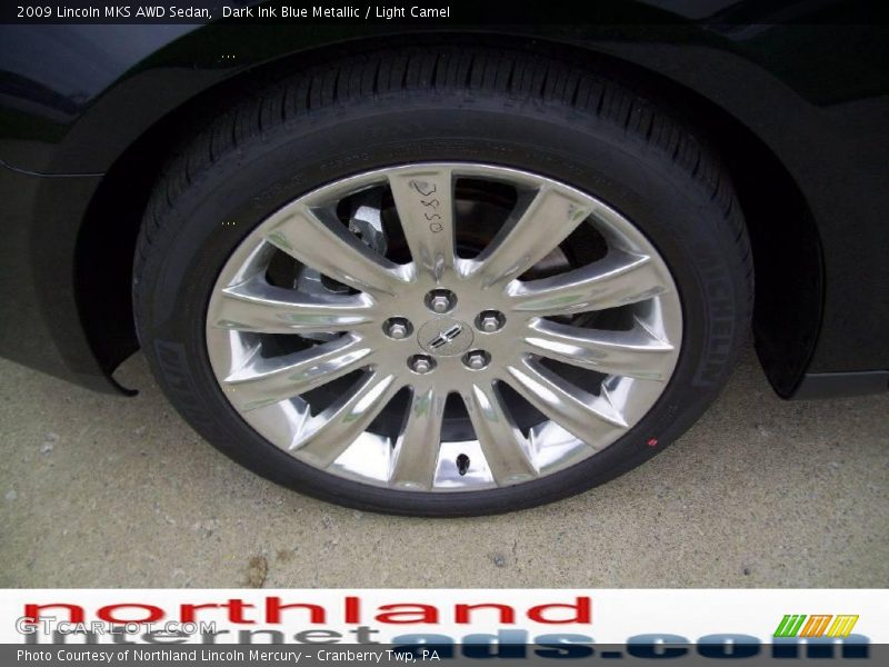 Dark Ink Blue Metallic / Light Camel 2009 Lincoln MKS AWD Sedan