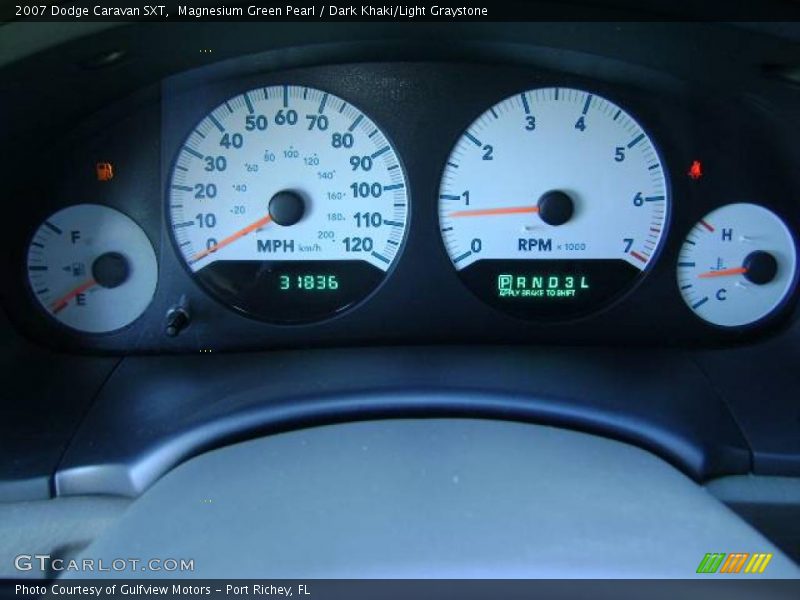 Magnesium Green Pearl / Dark Khaki/Light Graystone 2007 Dodge Caravan SXT