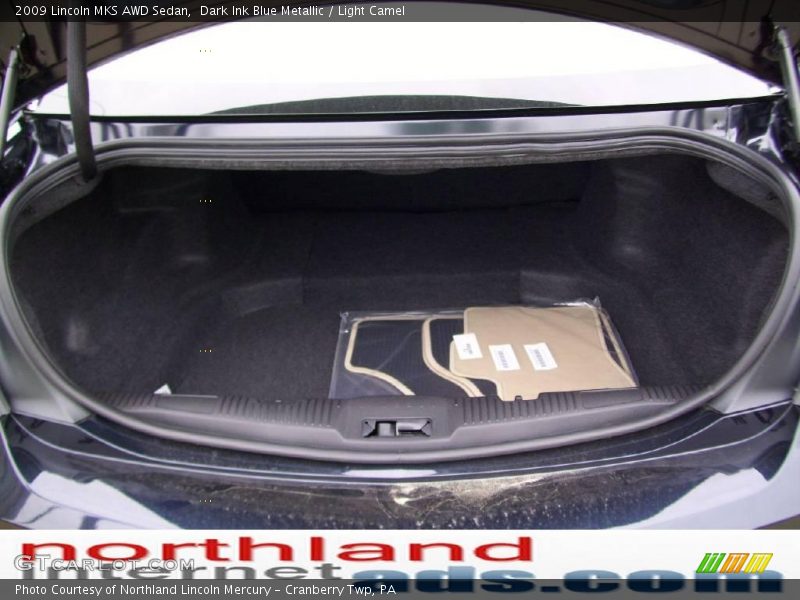 Dark Ink Blue Metallic / Light Camel 2009 Lincoln MKS AWD Sedan