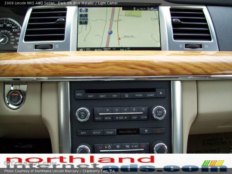Dark Ink Blue Metallic / Light Camel 2009 Lincoln MKS AWD Sedan