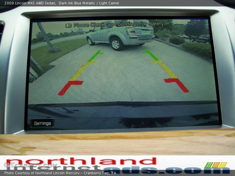 Dark Ink Blue Metallic / Light Camel 2009 Lincoln MKS AWD Sedan