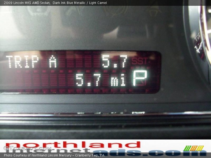 Dark Ink Blue Metallic / Light Camel 2009 Lincoln MKS AWD Sedan