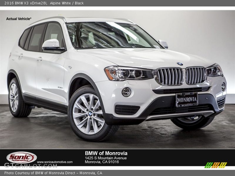 Alpine White / Black 2016 BMW X3 xDrive28i