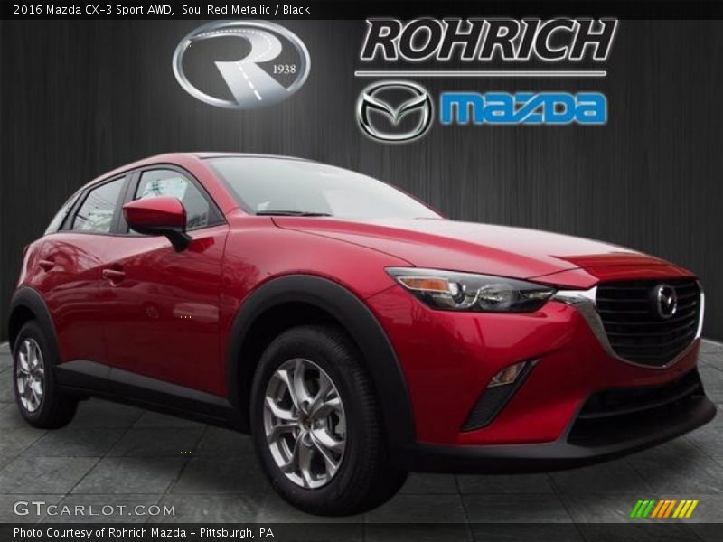 Soul Red Metallic / Black 2016 Mazda CX-3 Sport AWD