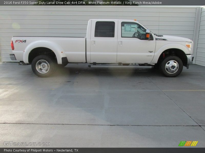 White Platinum Metallic / King Ranch Mesa/Adobe 2016 Ford F350 Super Duty Lariat Crew Cab 4x4 DRW